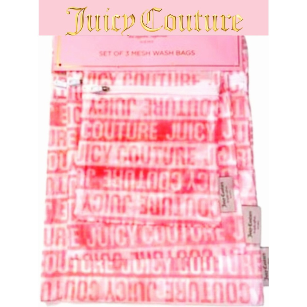 Juicy Couture Home Block Logo Set of 3 Mesh Wah Bags
